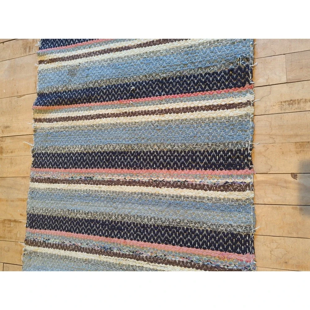 Antique Imported Swedish Hand Made Rag Rug Runner (22.5